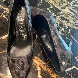 Calvin Klein Grey-Black Print Stilettos